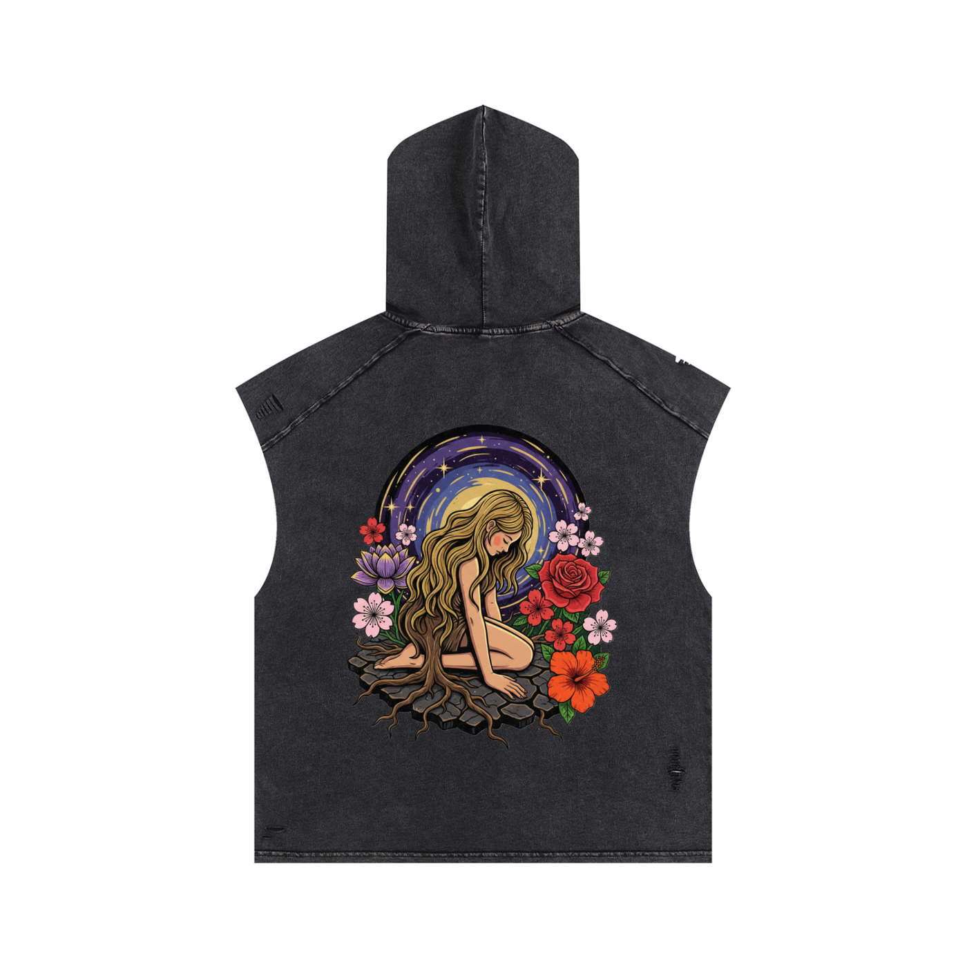 Atelier Kaz Snow Washed Boxy Hooded Tank Top