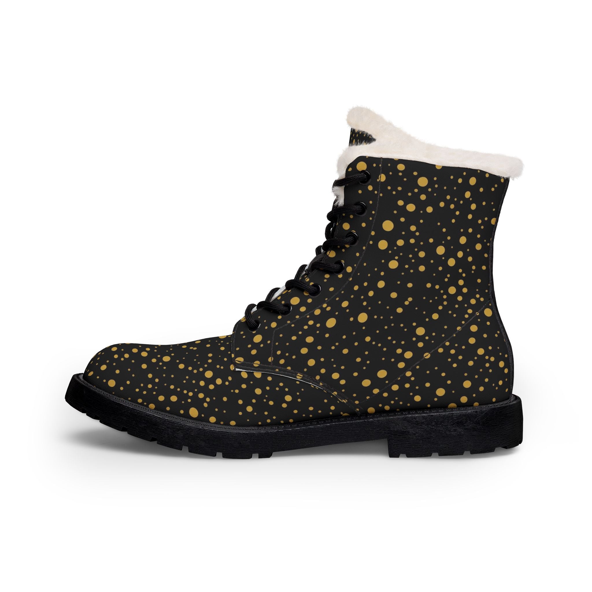 Atelier Kaz Women's Black Gold Confetti Fur-Lined Boots