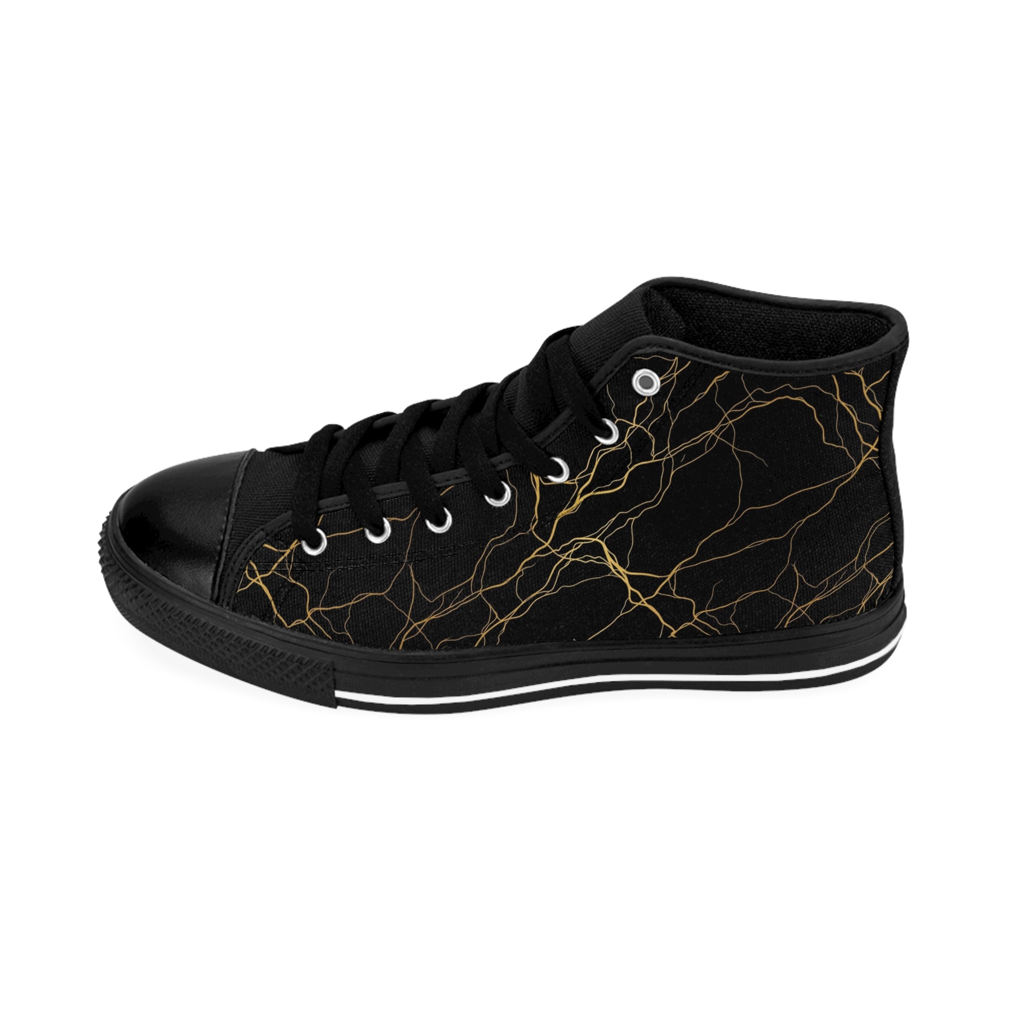 Atelier Kaz Women's Black Marble Gold Vein High-Top Sneakers