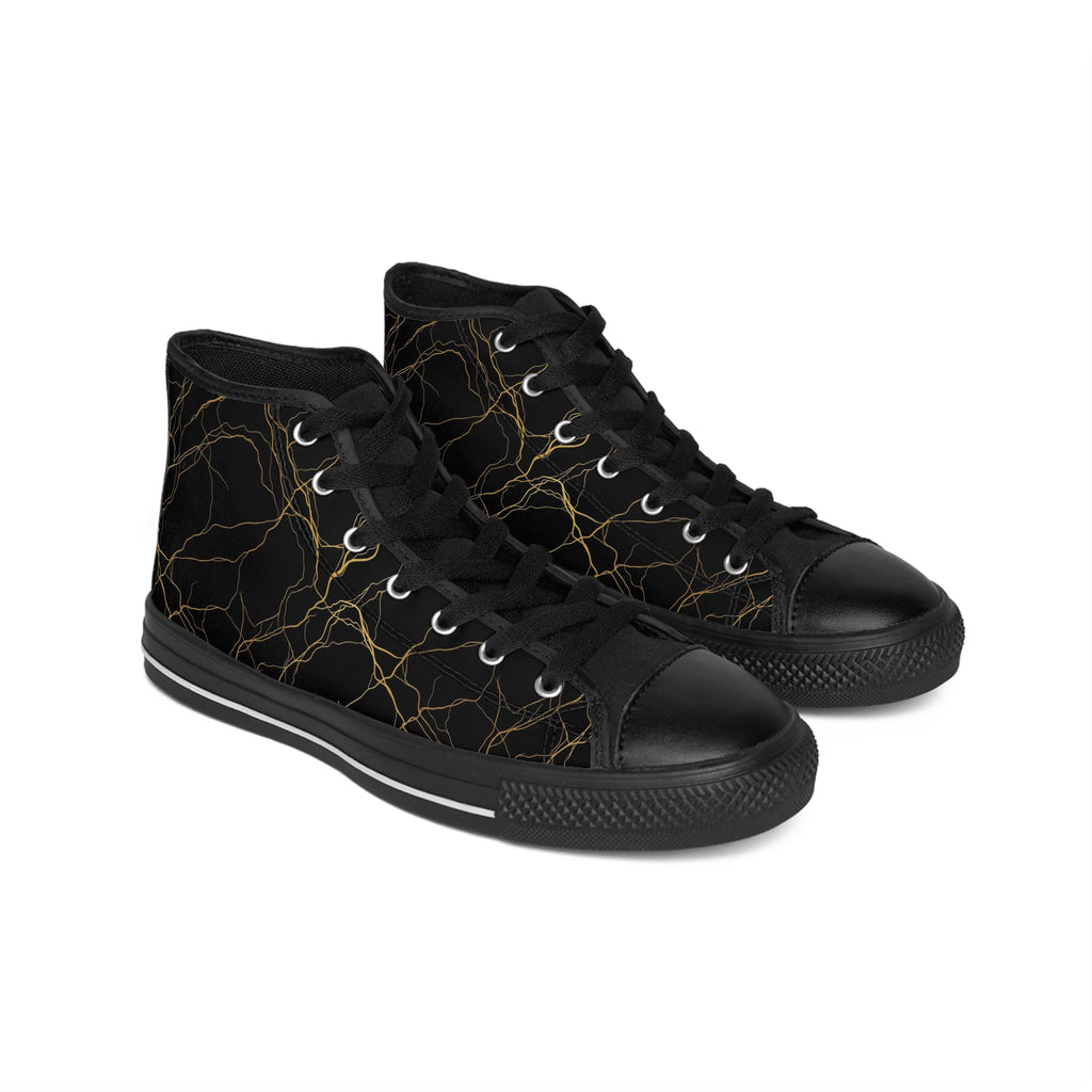 Atelier Kaz Women's Black Marble Gold Vein High-Top Sneakers