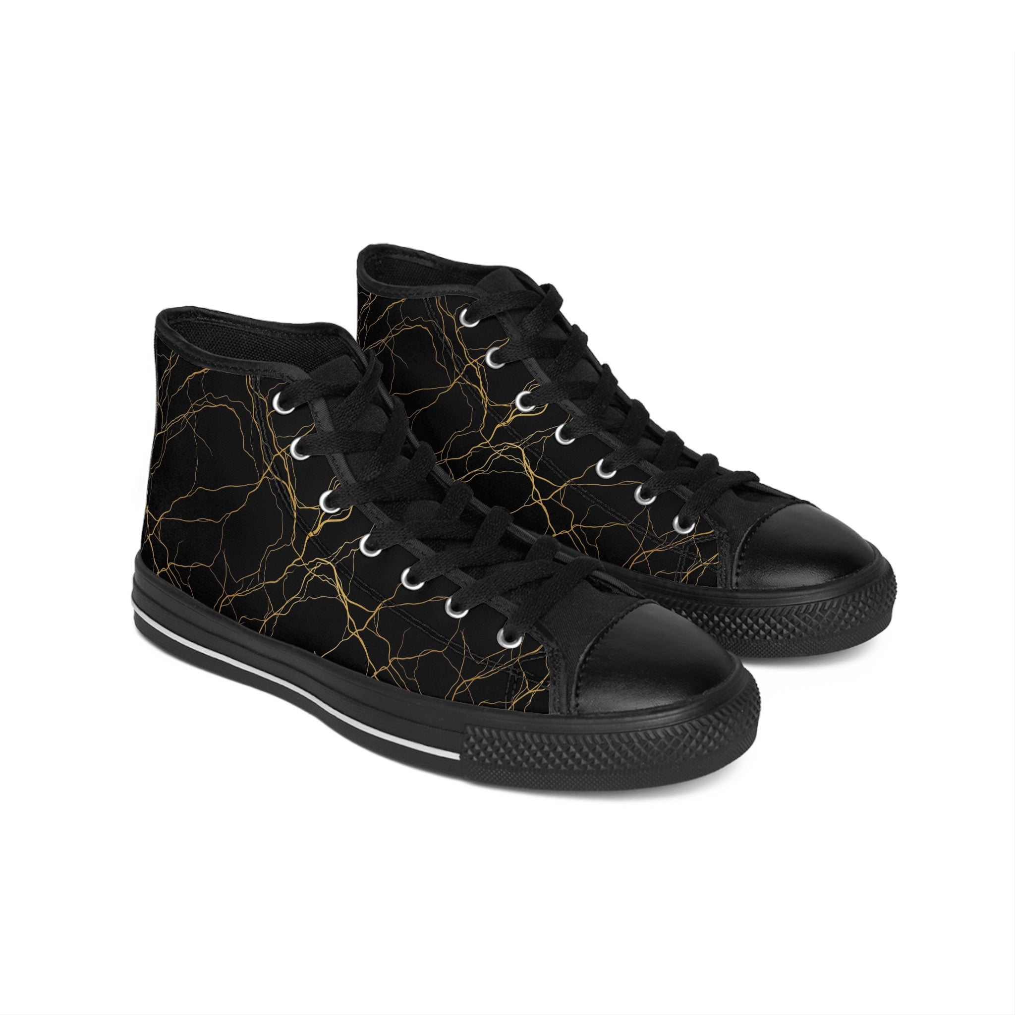 Atelier Kaz Women's Black Marble Gold Vein High-Top Sneakers