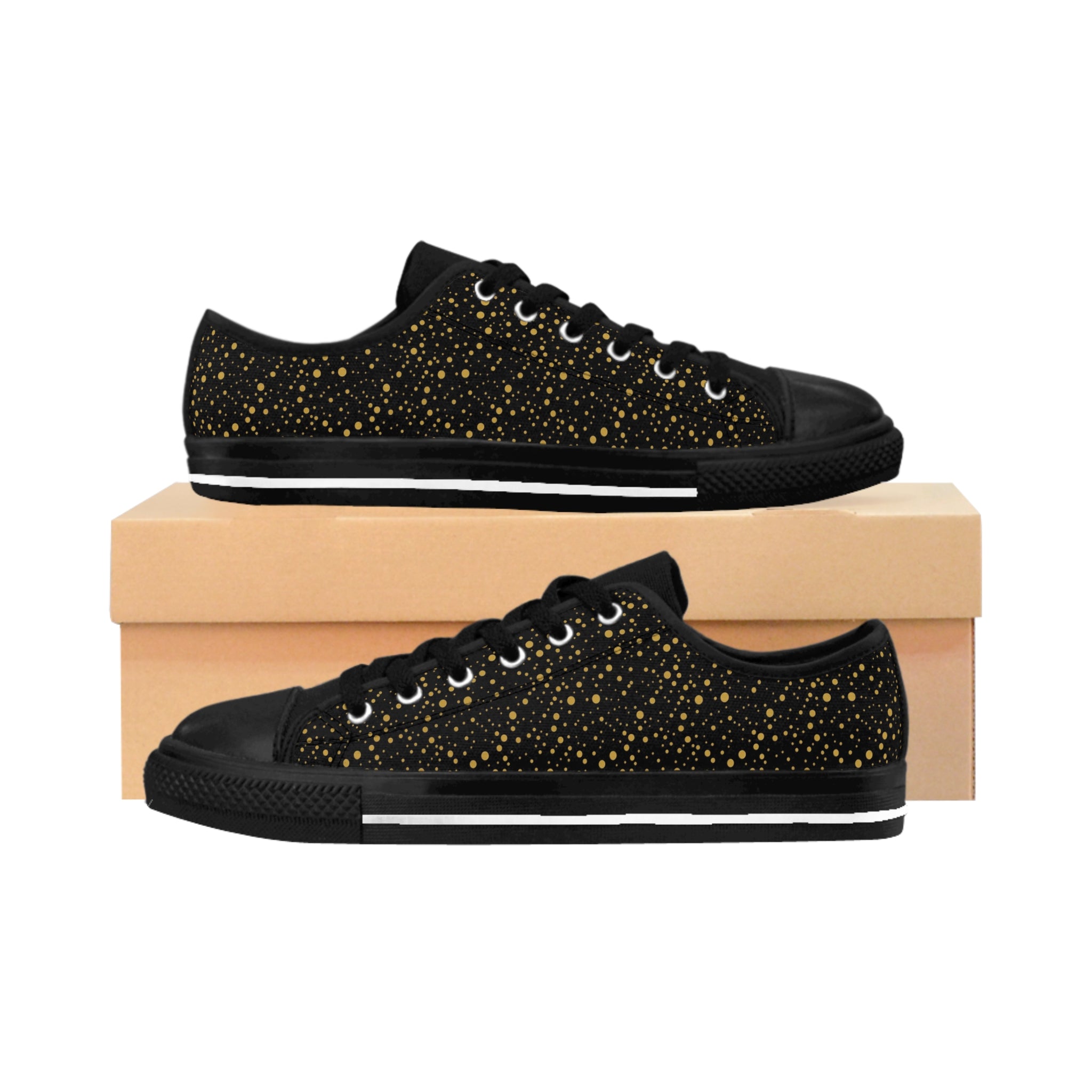 Atelier Kaz Men's Black Gold Speckled Canvas Sneakers