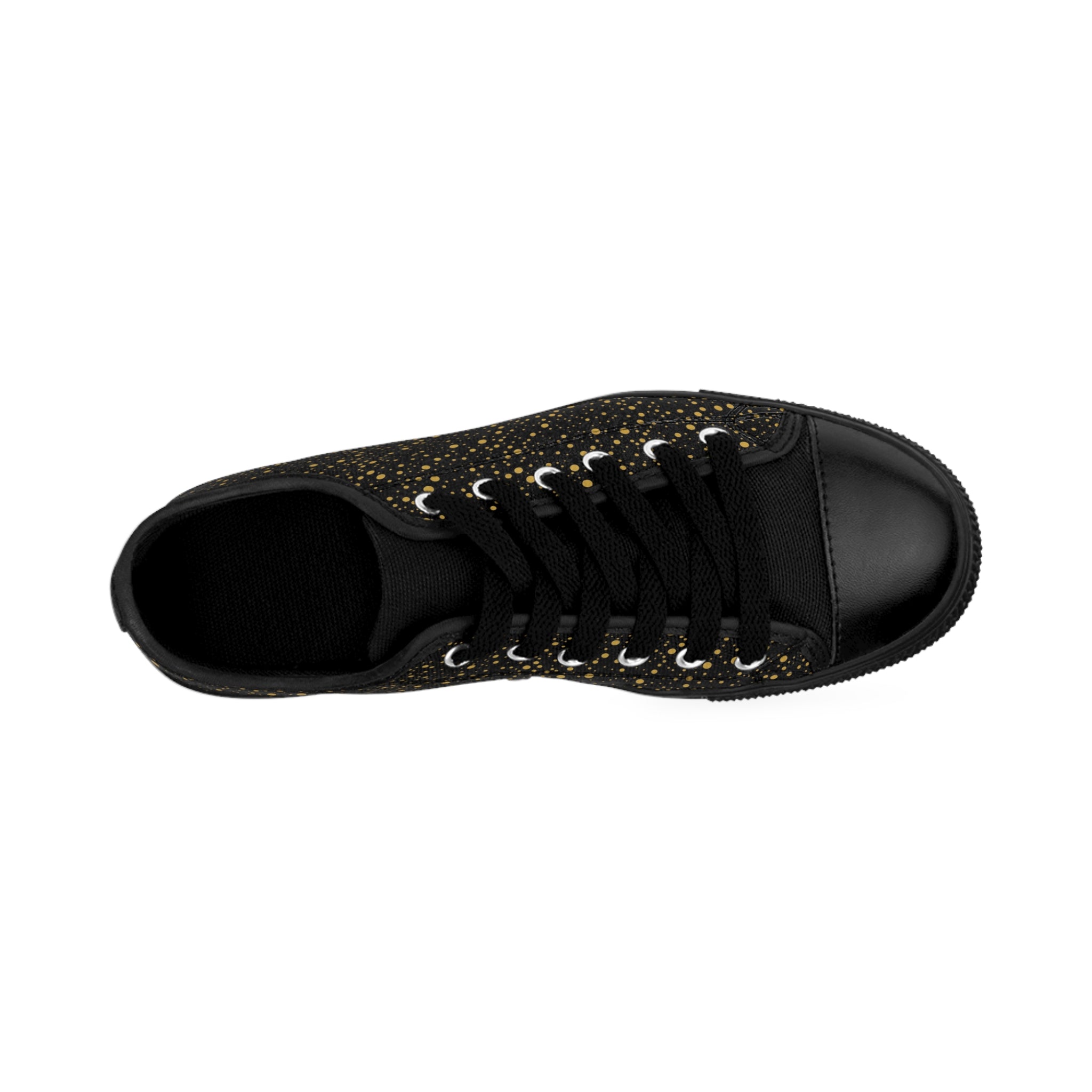 Atelier Kaz Women's Black Glitter Gold Starry Sneakers
