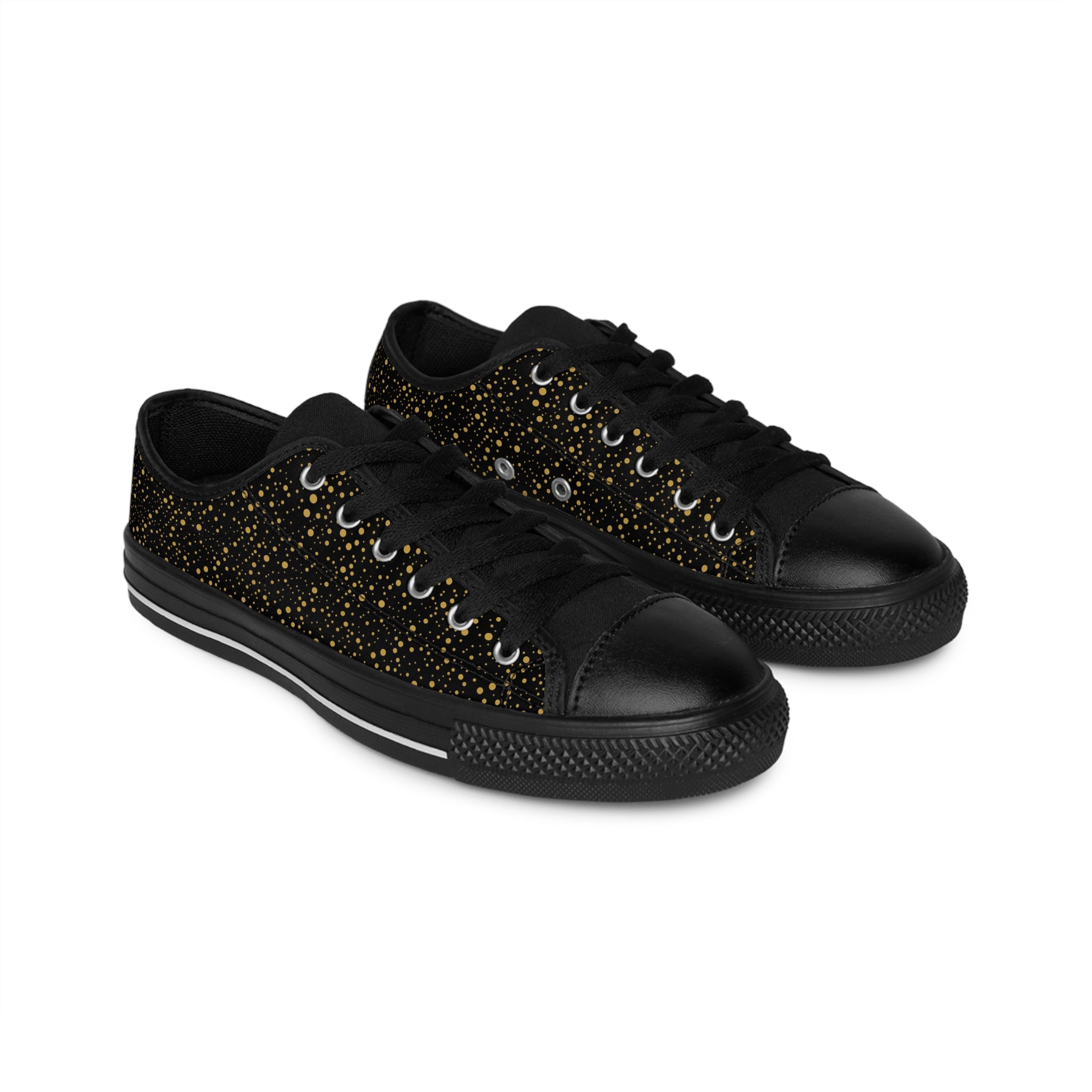 Atelier Kaz Women's Black Glitter Gold Starry Sneakers