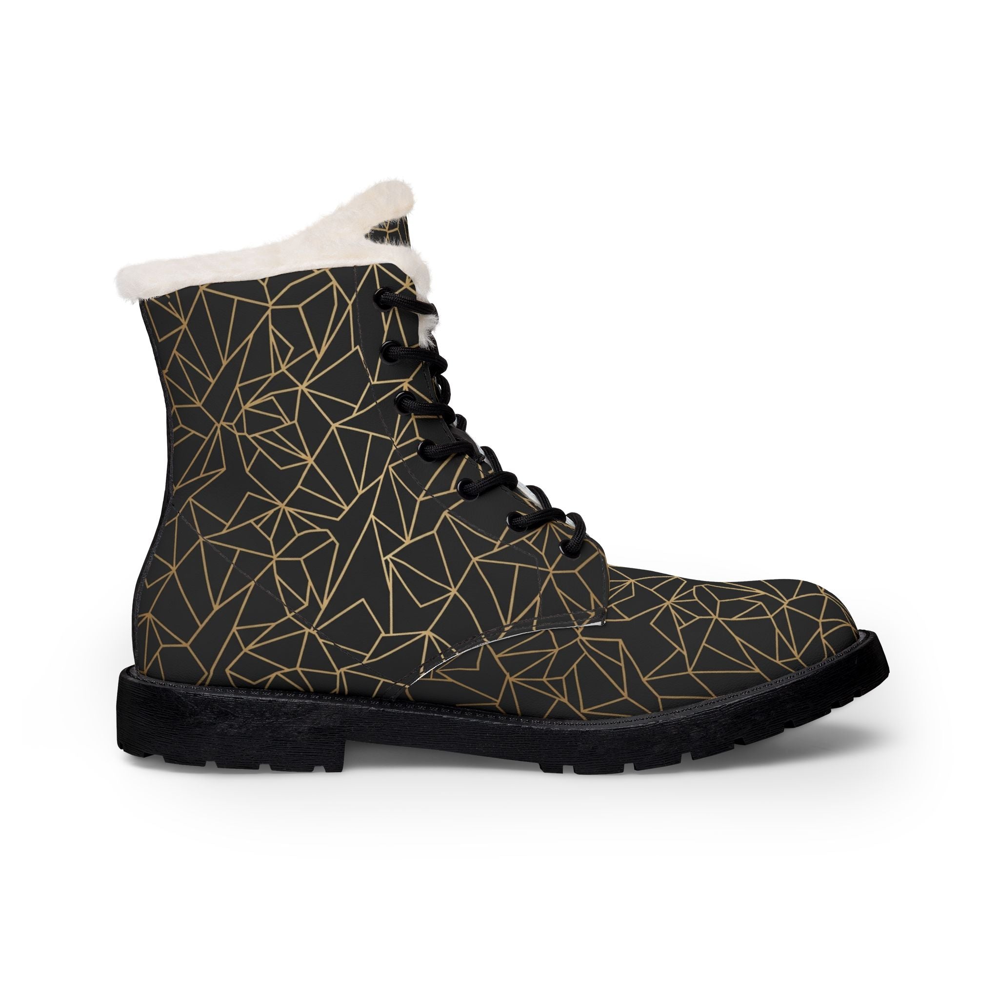 Atelier Kaz Women's Geometric Gold Line Fur-Lined Boots