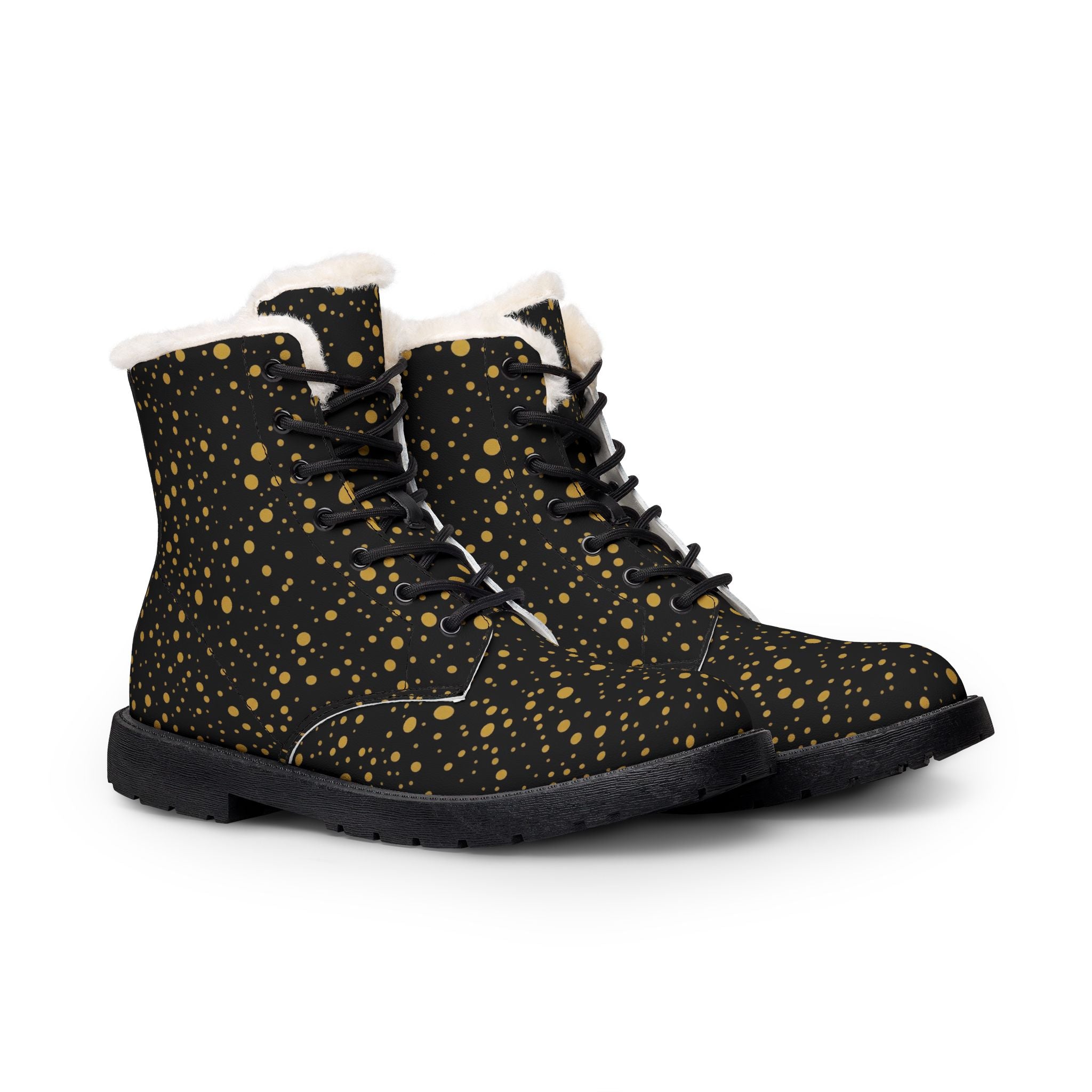 Atelier Kaz Women's Black Gold Confetti Fur-Lined Boots