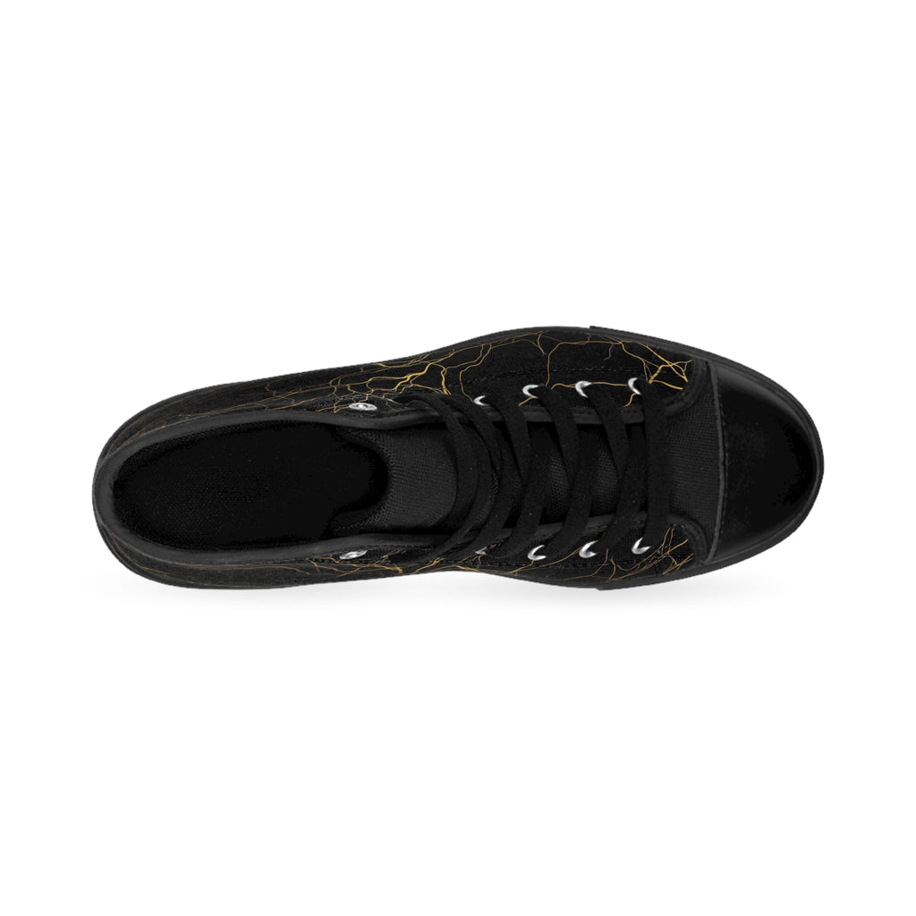 Atelier Kaz Men's Black Marble Gold Vein High-Top Sneakers