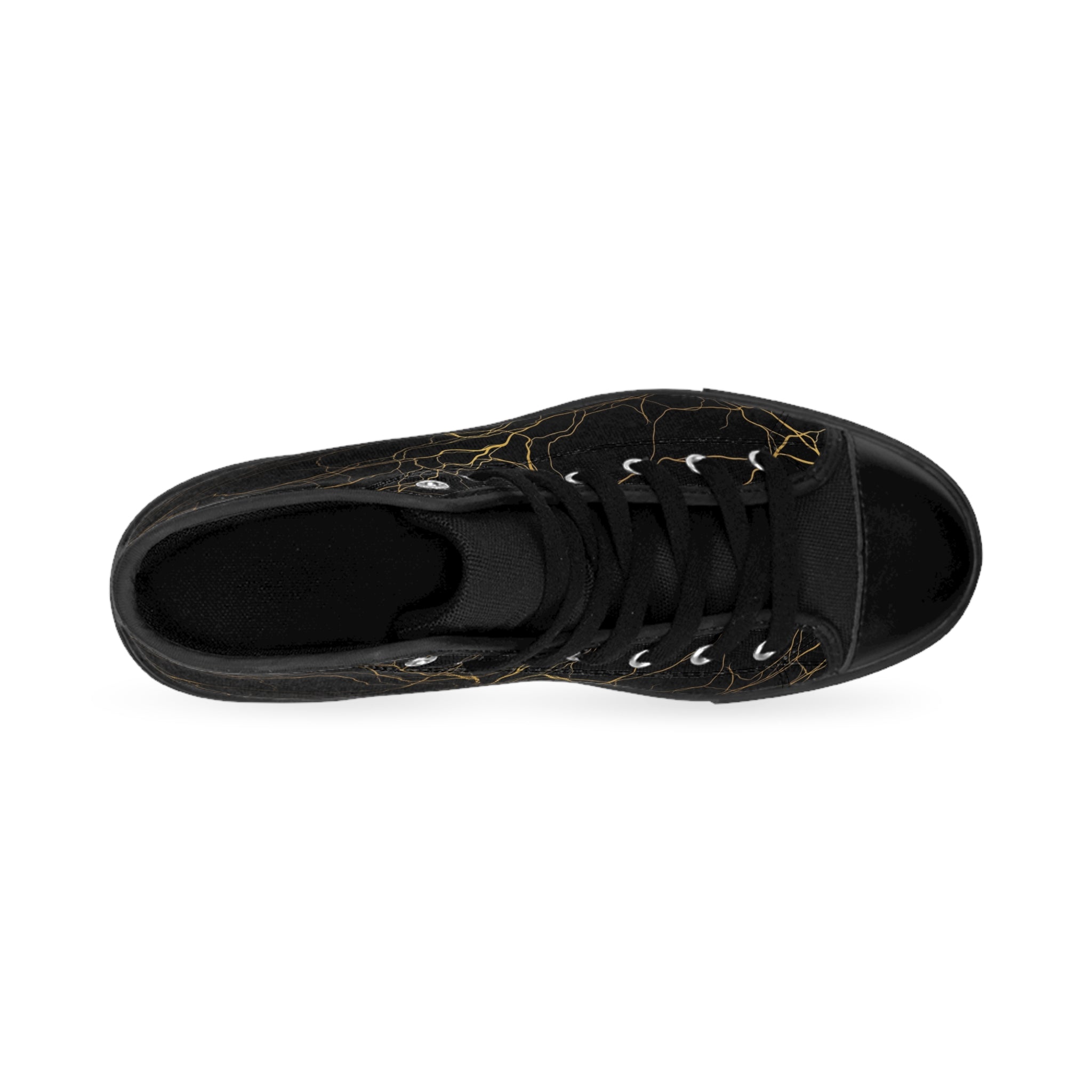 Atelier Kaz Men's Black Marble Gold Vein High-Top Sneakers