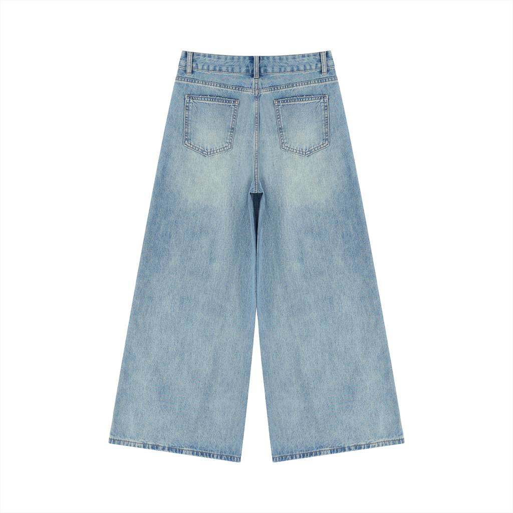 Atelier Kaz Women's Vintage Wash Wide Leg Jeans (Light Wash)