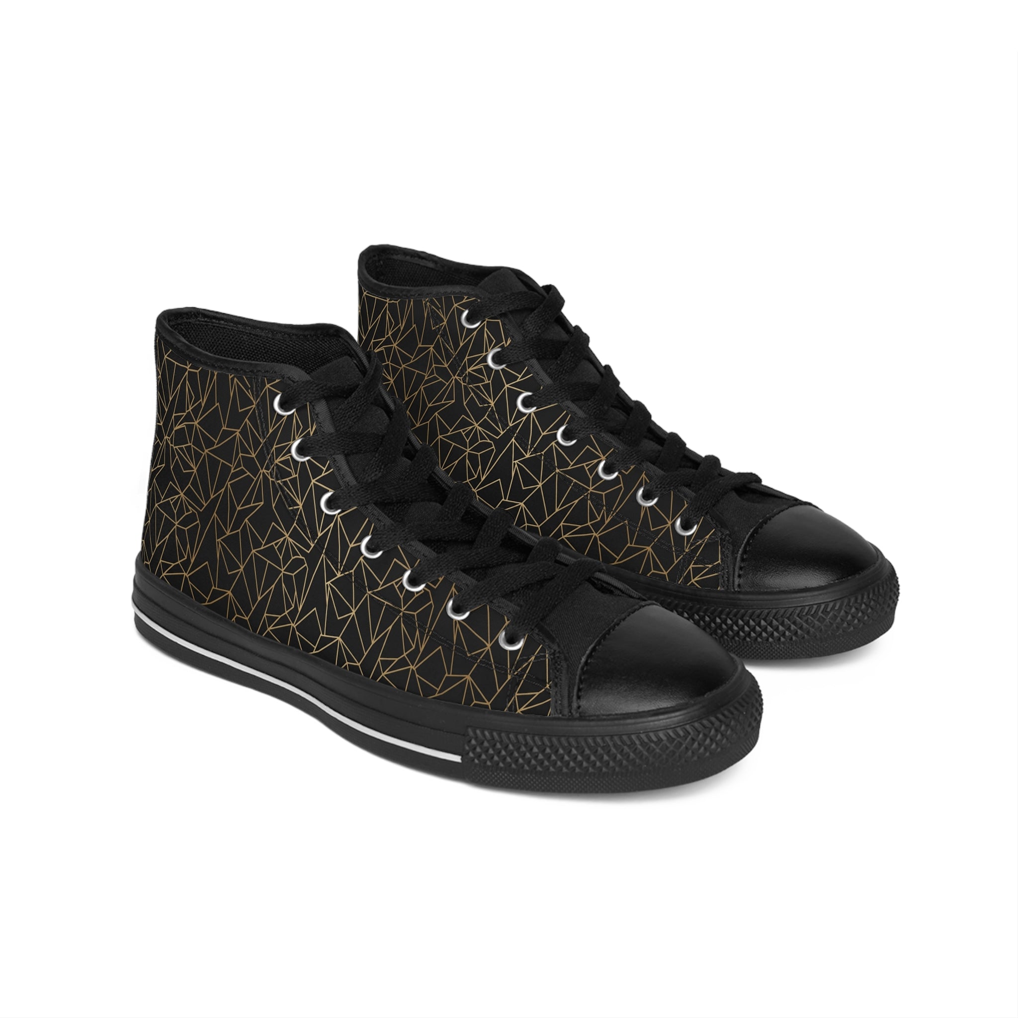 Atelier Kaz Men's Geometric Gold Line High-Top Sneakers