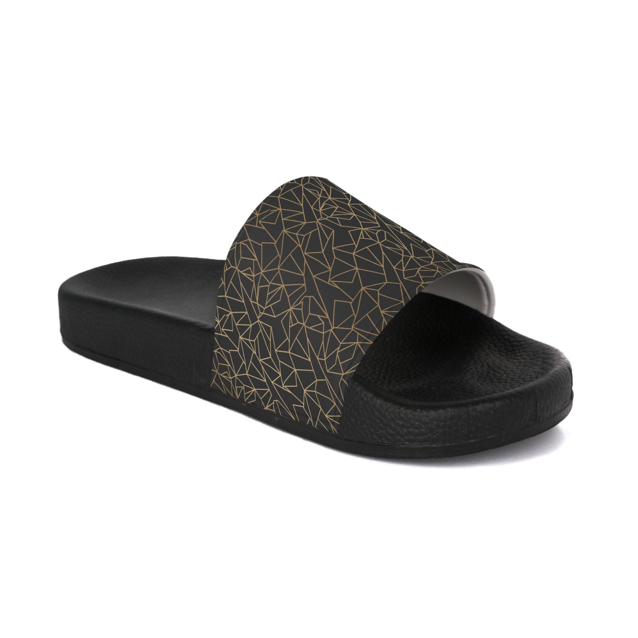Atelier Kaz Men's Geometric Gold Line Slide Sandals