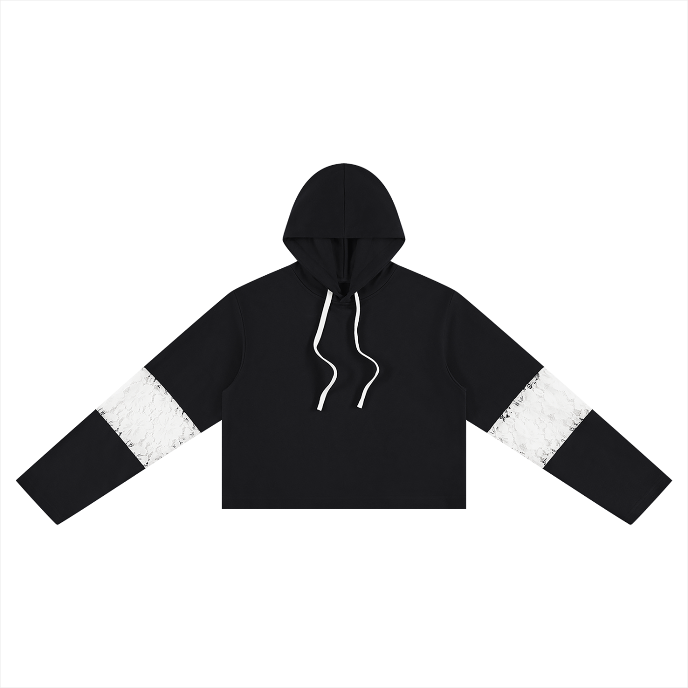 Atelier Kaz Women's Cropped Lace-Panel Hoodie