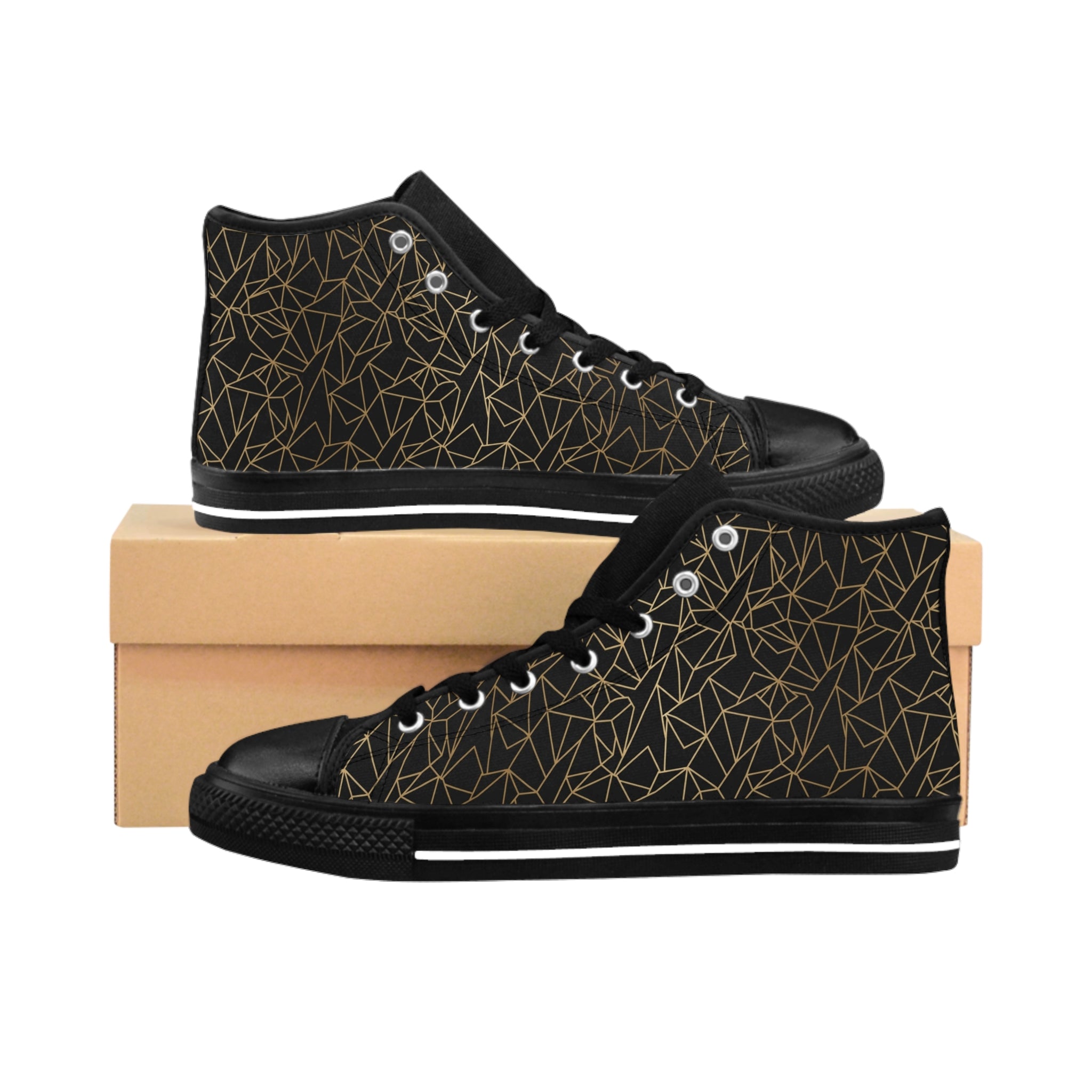Atelier Kaz Men's Geometric Gold Line High-Top Sneakers