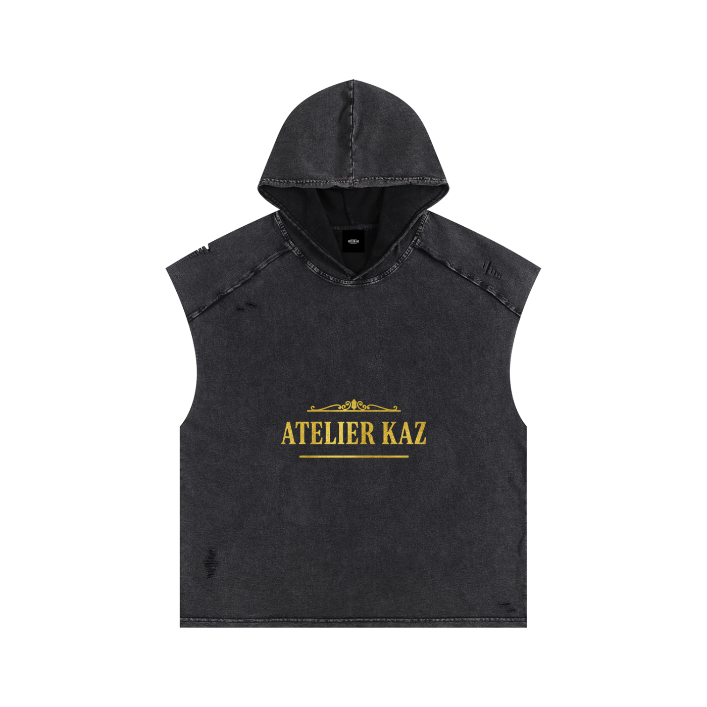 Atelier Kaz Snow Washed Boxy Hooded Tank Top