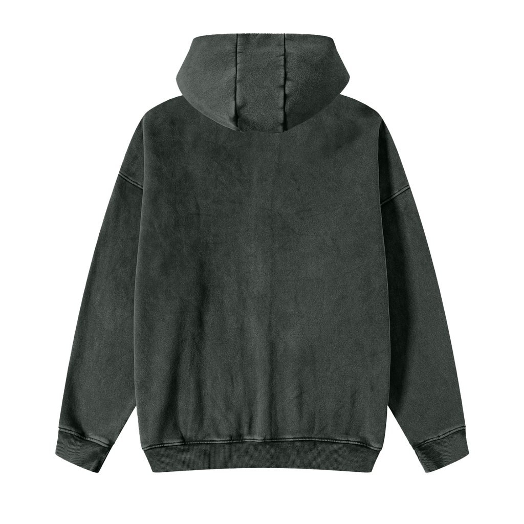 Atelier Kaz Snow Washed Zip-Through Fleece Hoodie