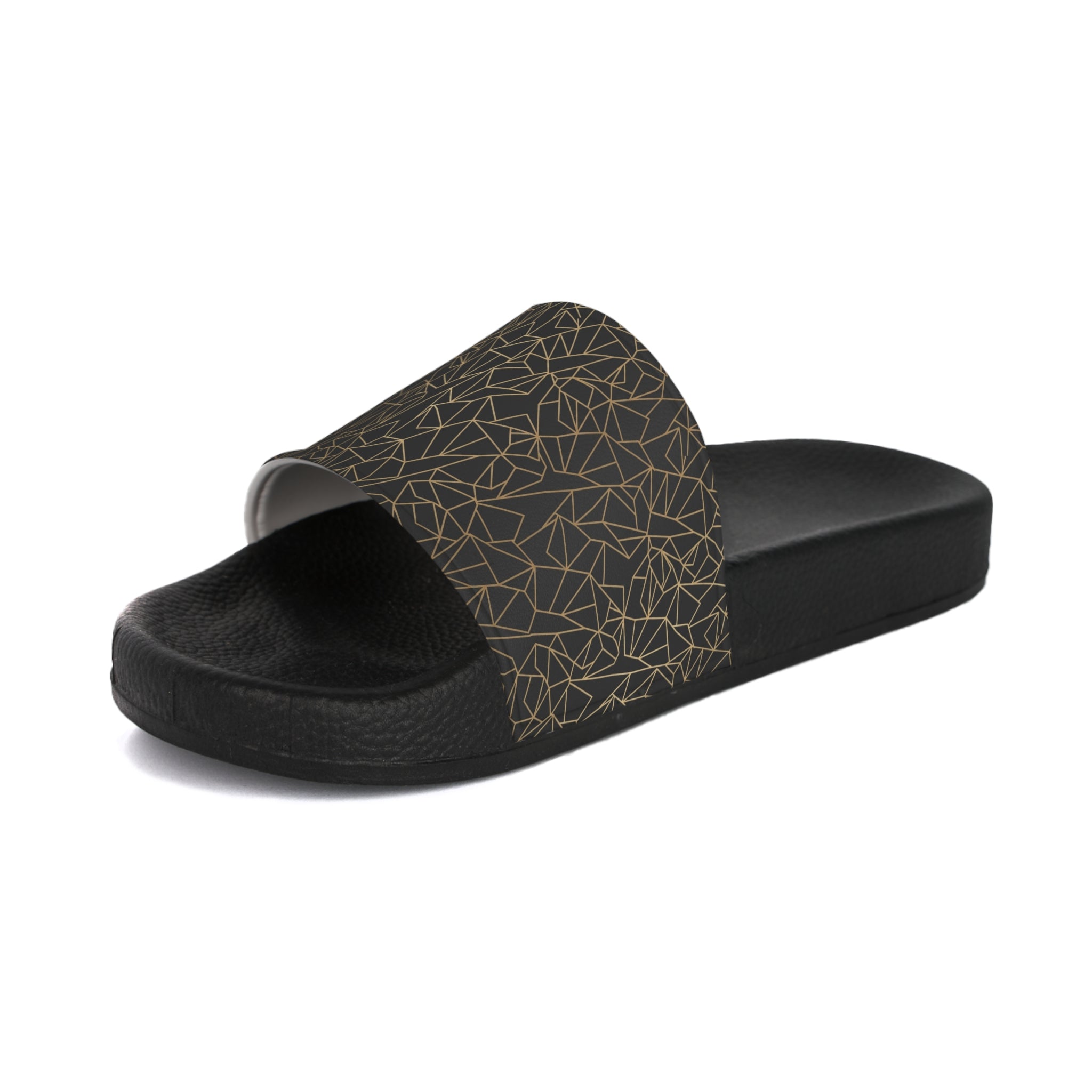 Atelier Kaz Men's Geometric Gold Line Slide Sandals