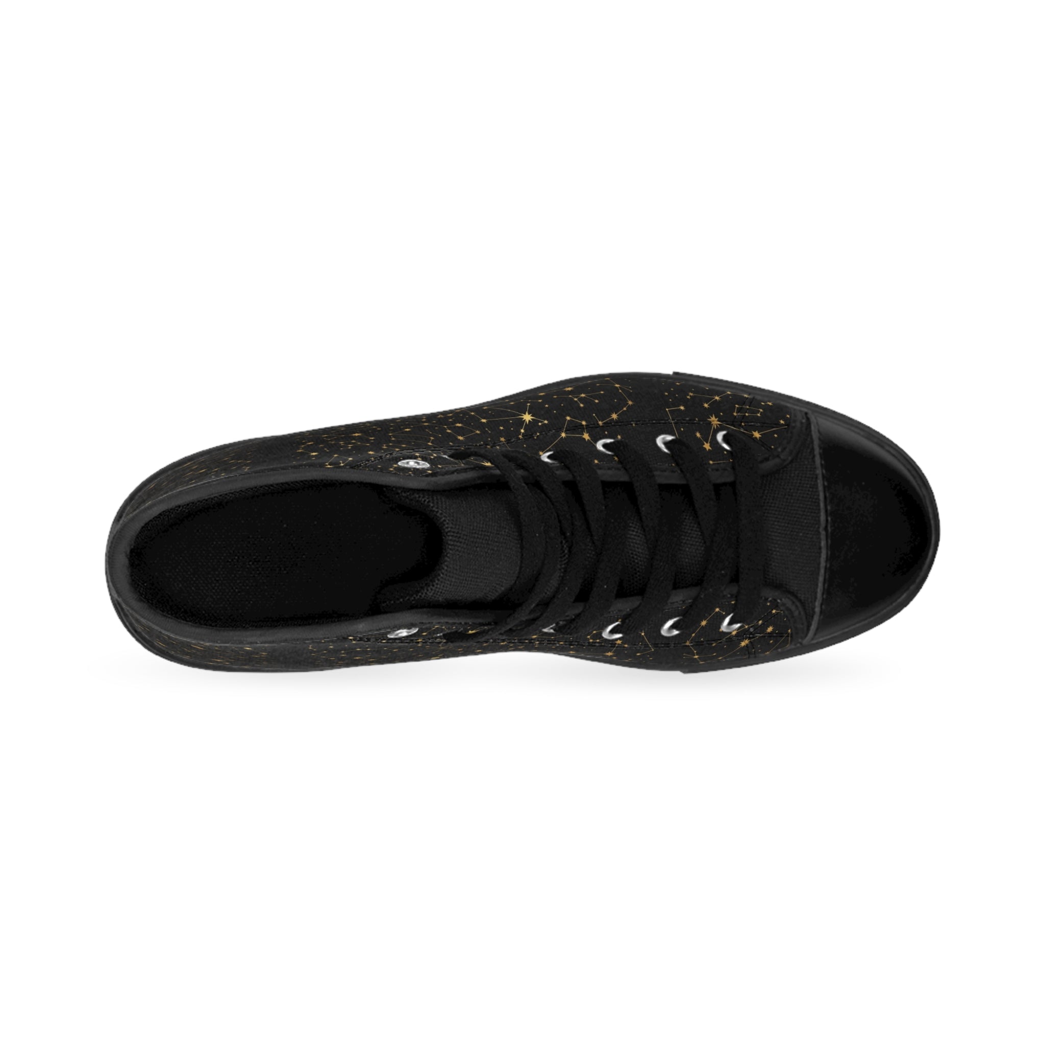Men's Black High-Top Sneakers — Gold Splatter Canvas Casual Shoes