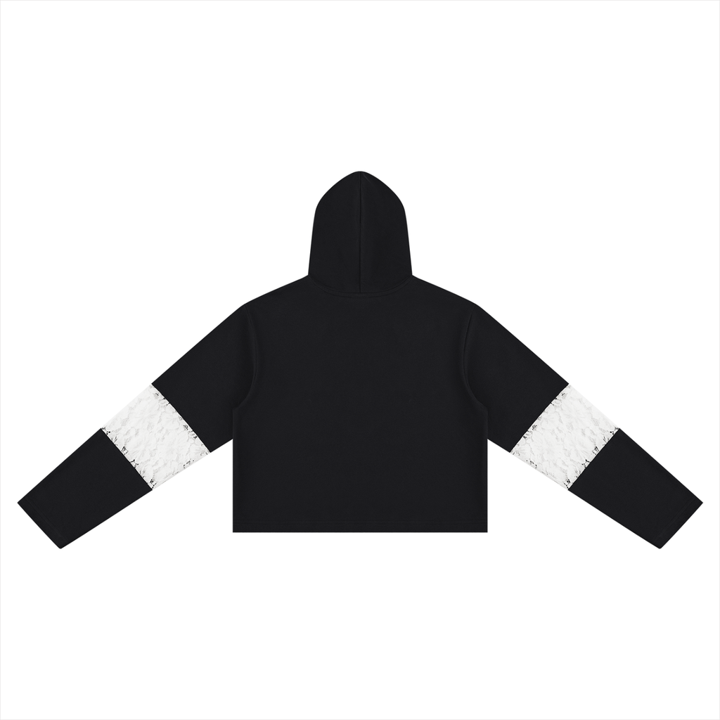 Atelier Kaz Women's Cropped Lace-Panel Hoodie
