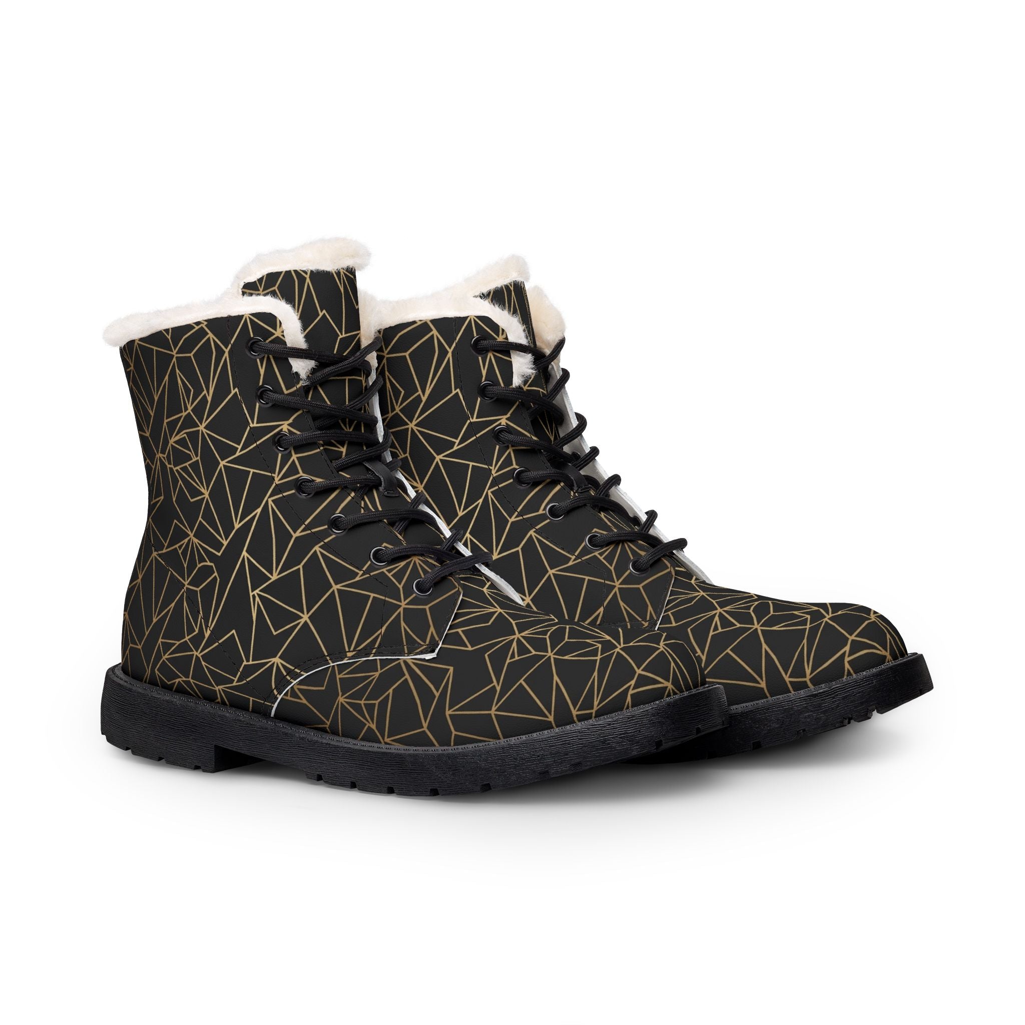 Atelier Kaz Women's Geometric Gold Line Fur-Lined Boots