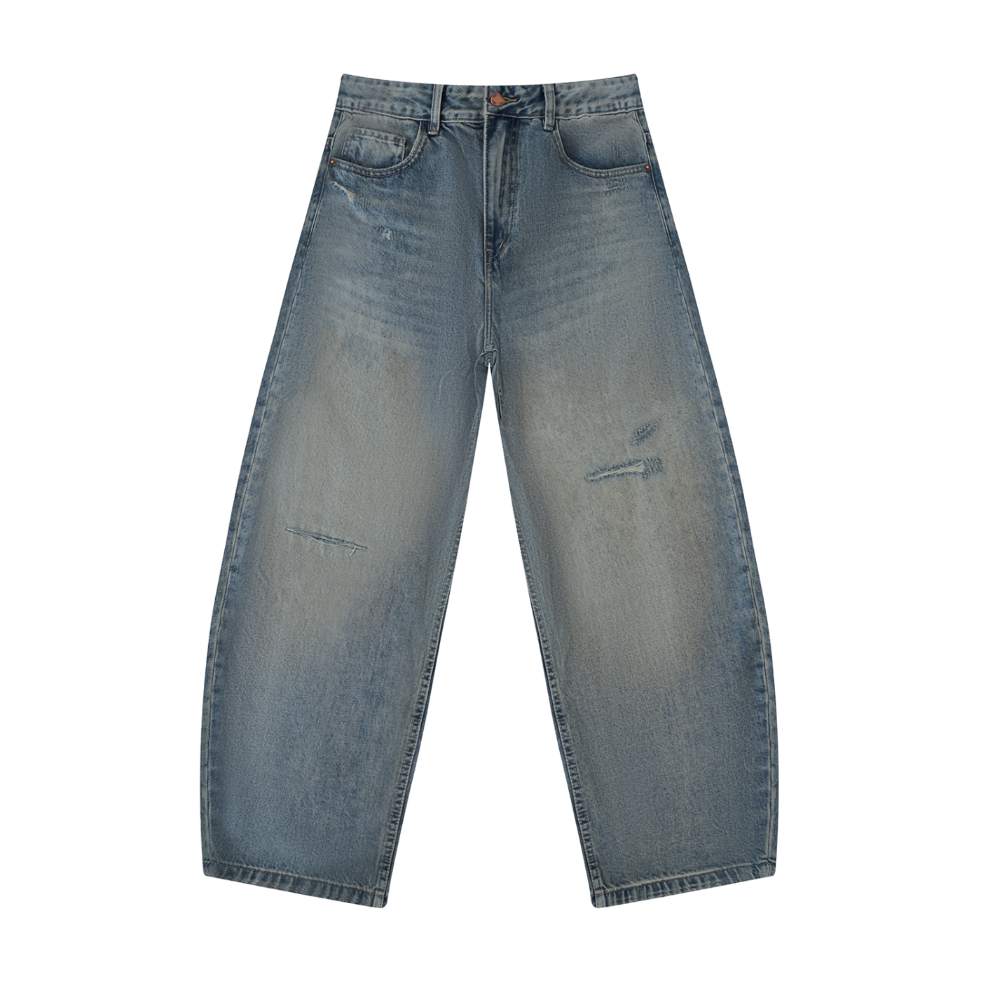 Atelier Kaz Men's Distressed Barrel Leg Jeans