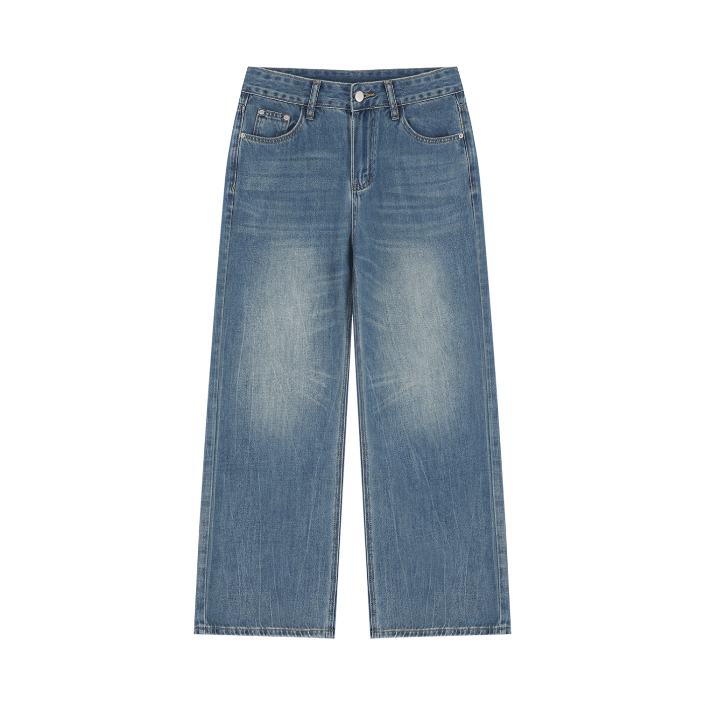 Atelier Kaz Women's Vintage Wash Wide Leg Jeans (Blue)