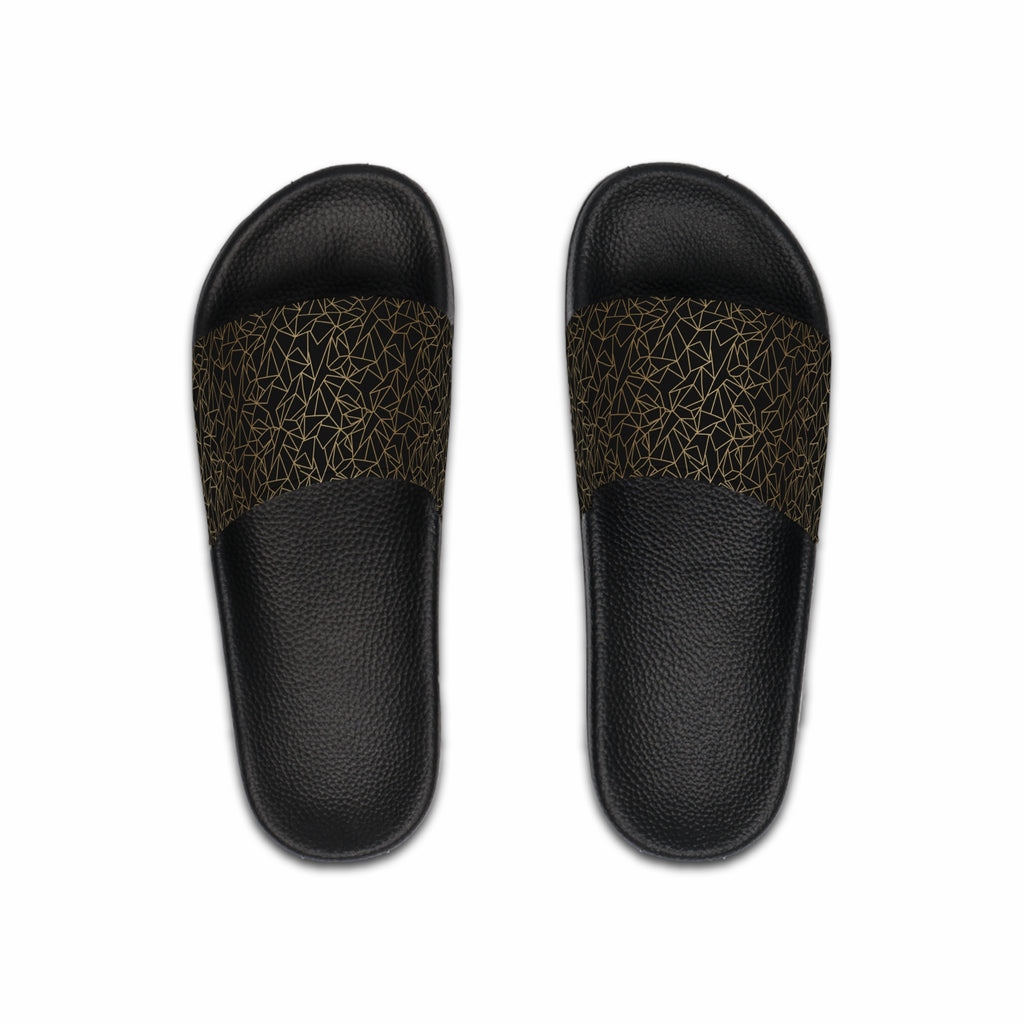 Atelier Kaz Men's Geometric Gold Line Slide Sandals