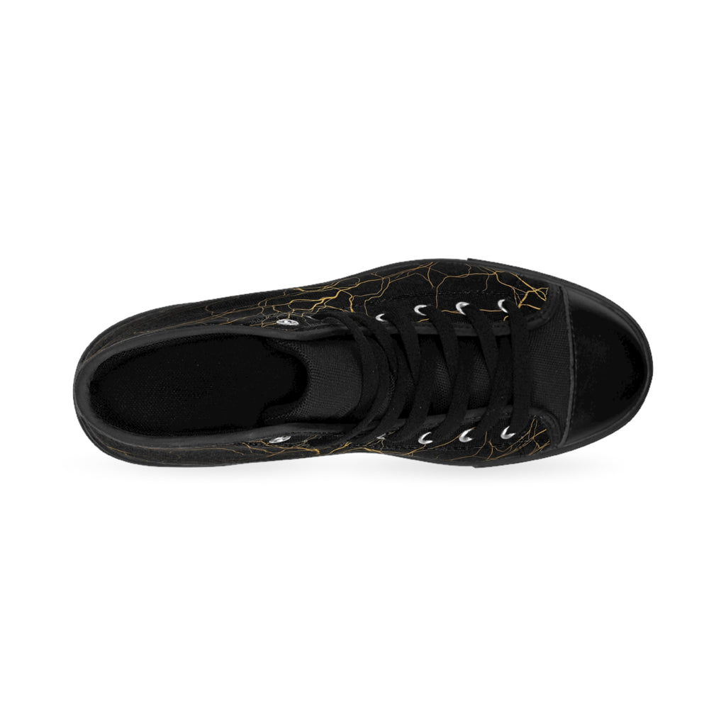 Atelier Kaz Women's Black Marble Gold Vein High-Top Sneakers