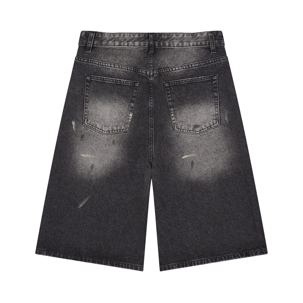 Atelier KAZ Men’s Vintage Wash Wide Leg Denim Shorts