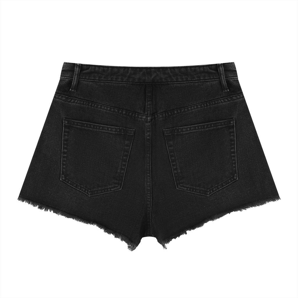 Atelier Kaz Women's Vintage Wash High Rise Denim Shorts