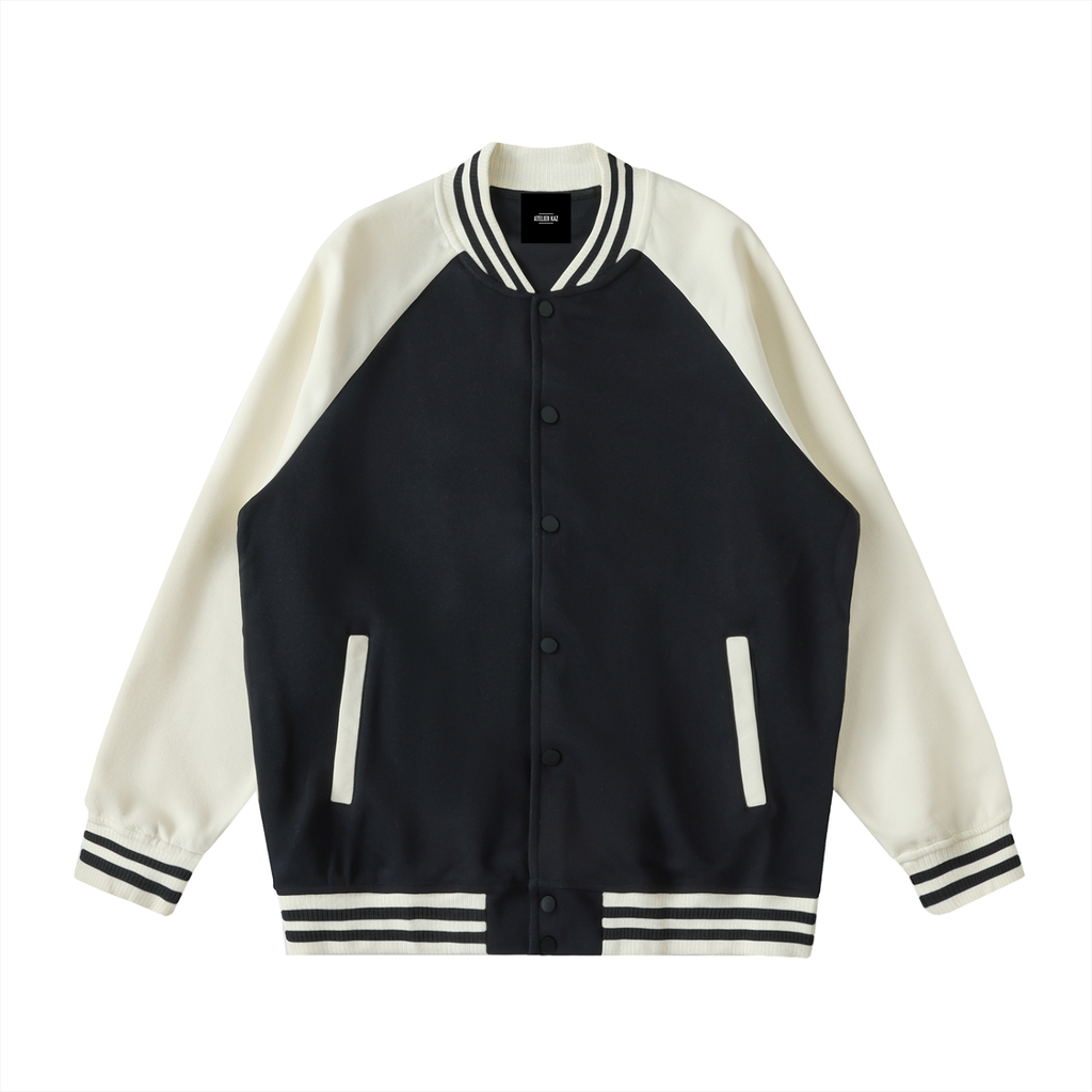 Two Tone Raglan Sleeve Varsity Jacket