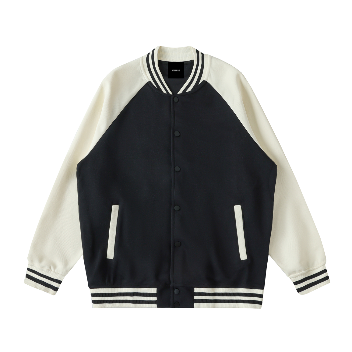 Two Tone Raglan Sleeve Varsity Jacket