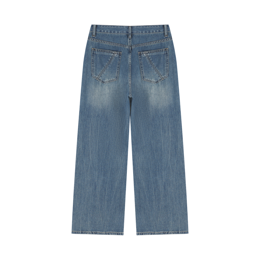Atelier Kaz Women's Vintage Wash Wide Leg Jeans (Blue)