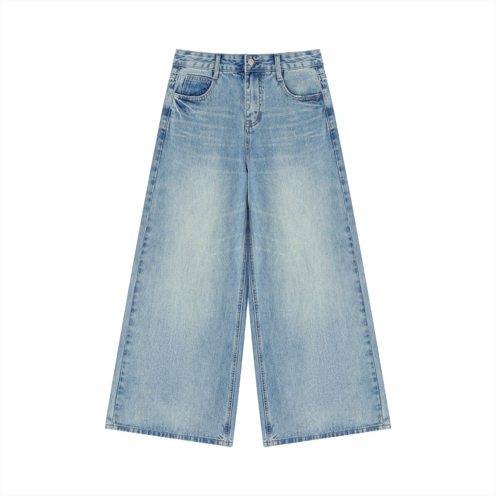 Atelier Kaz Women's Vintage Wash Wide Leg Jeans (Light Wash)